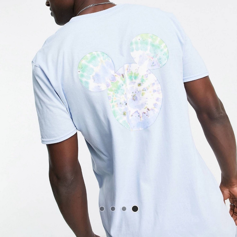 Disney Men's Light‎ Blue Tie Dye Mickey Mouse Graphic T Shirt Size L
